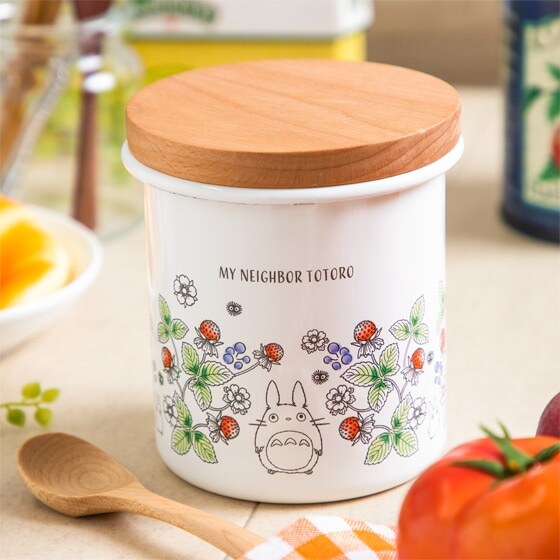 750毫升 木蓋琺瑯收納罐 龍貓