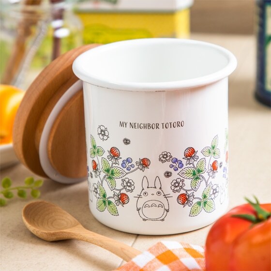 750毫升 木蓋琺瑯收納罐 龍貓