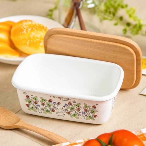 500毫升 木蓋琺瑯奶油保存盒 龍貓