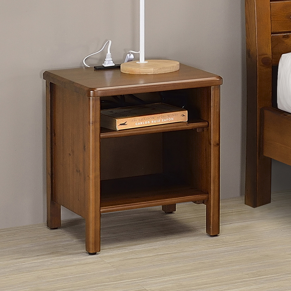 奧尼1.2尺床頭櫃/開放式收納置物櫃/邊櫃-附插座(兩色可選)