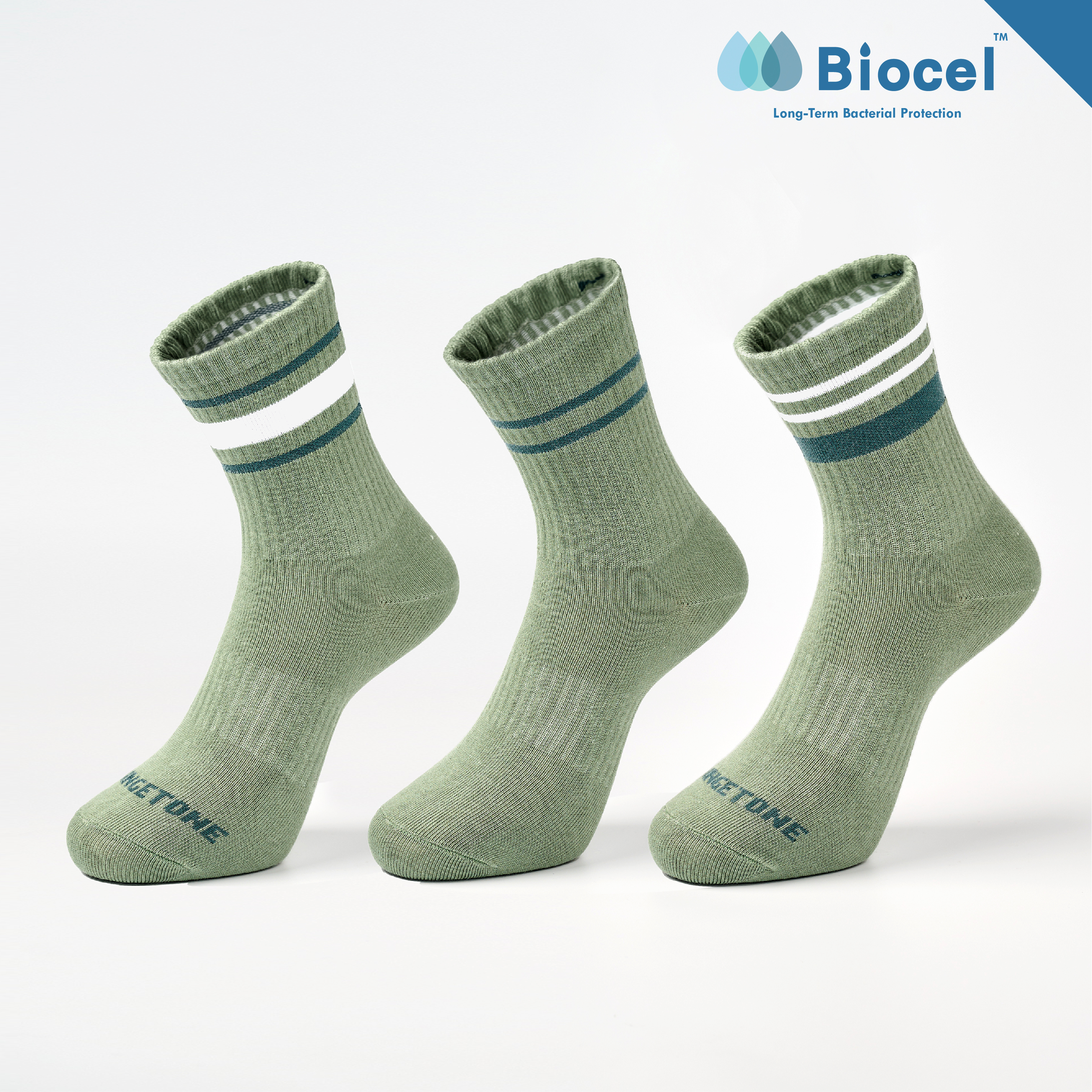 C的算法 抗菌運動中筒襪三支入〈灰綠〉