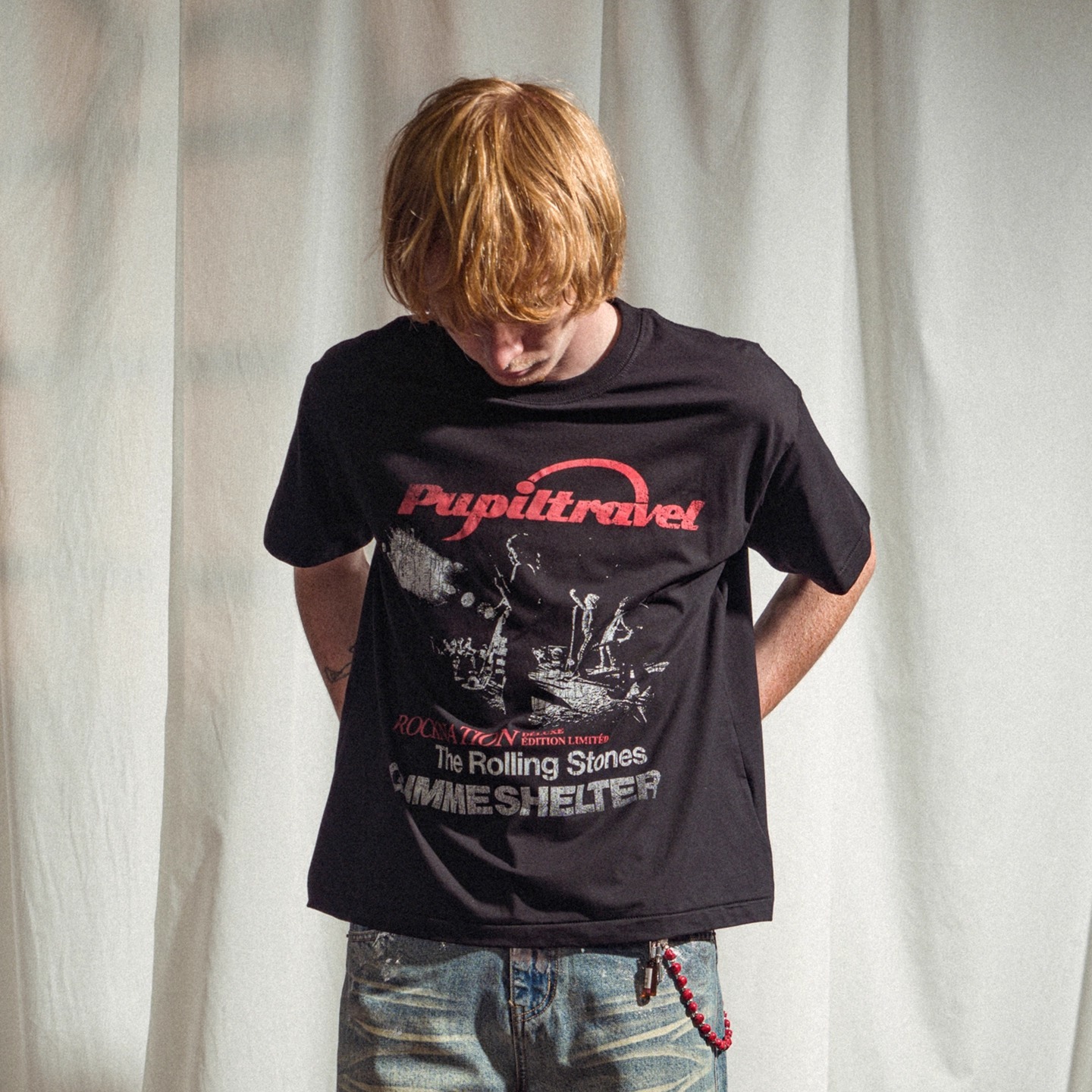 PUPILTRAVEL 英倫復古搖滾風RollingStone短寬版型T卹