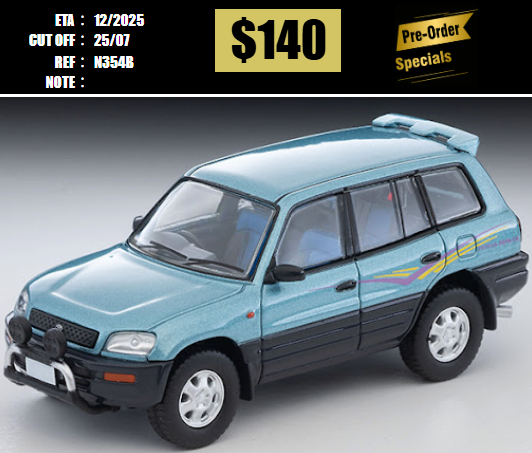 PO-$140 * TOMYTEC * 1:64 LV-N354b 1995 Toyota RAV4L V (Light Blue/Gray) [OD14/07]