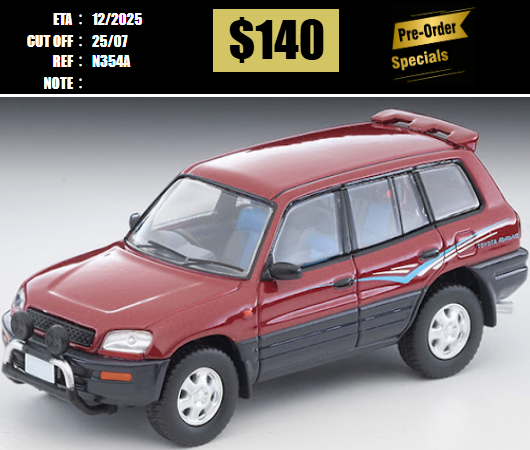 PO-$140 * TOMYTEC * 1:64 LV-N354a 1995 Toyota RAV4L V (Wine/Gray) [OD14/07]