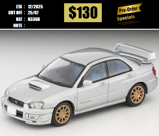 PO-$130 * TOMYTEC * 1:64 LV-N336b 2003 Subaru Impreza WRX Sti (Silver) [OD14/07]