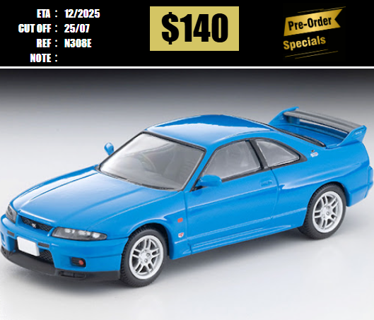 PO-$140 * TOMYTEC * 1:64 LV-N308e 1996 Nissan Skyline GT-R V spec LM Limited (Blue) [OD14/07]