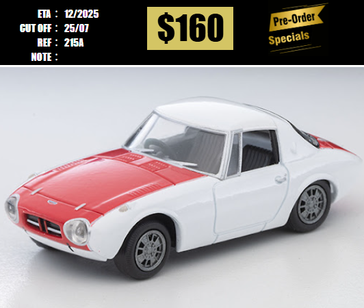 PO-$160 * TOMYTEC * 1:64 LV-215a 1965 Toyota Sports 800 Custom Color (White/Red) [OD14/07]