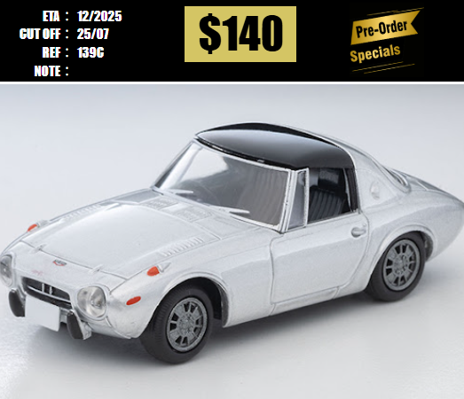 PO-$140 * TOMYTEC * 1:64 LV-139c 1969 Toyota Sports 800 with Custom Wheels (Silver) [OD14/07]