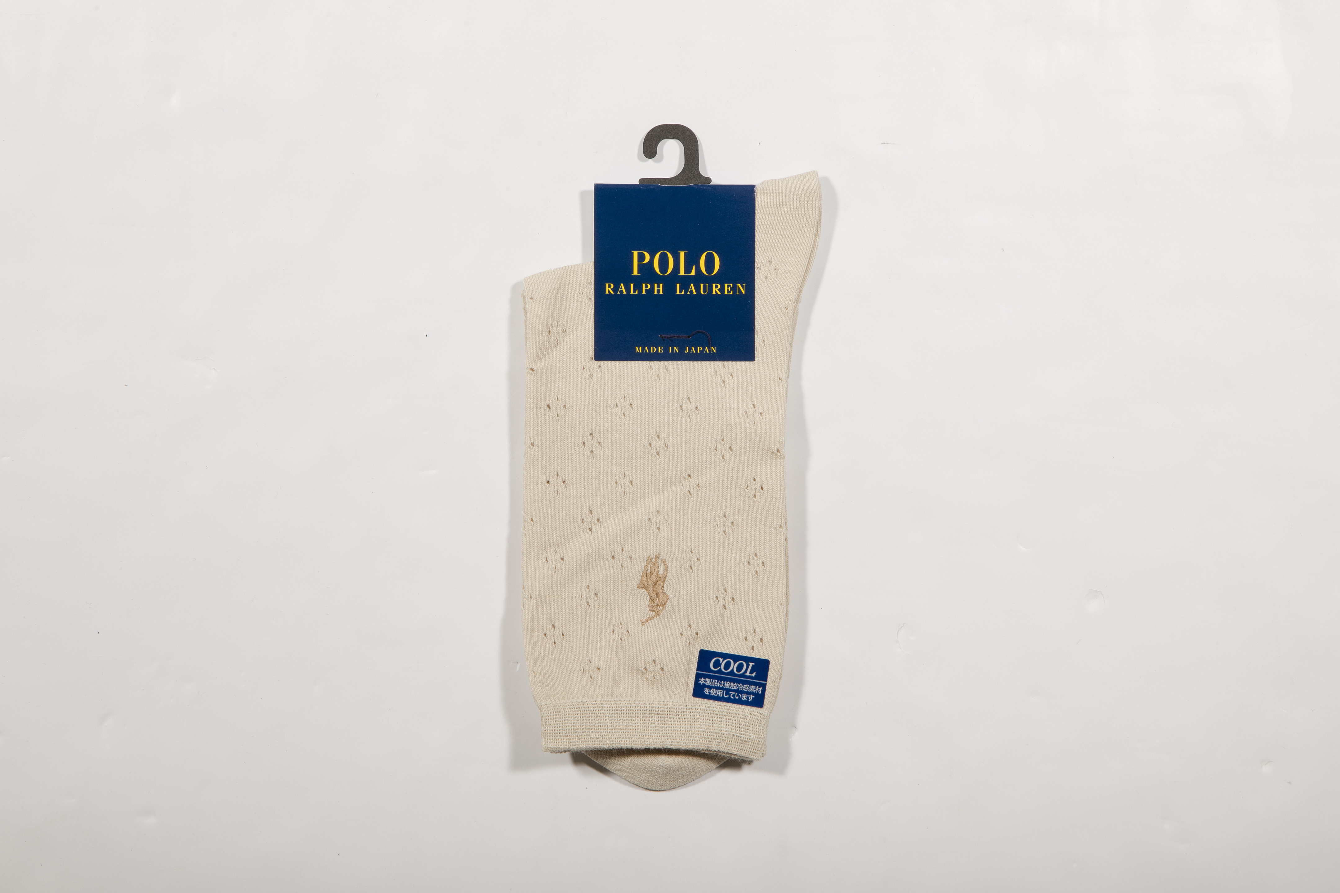 POLO RALPH LAUREN-女款涼感提花襪 附polo刺繡 日本製(米色)