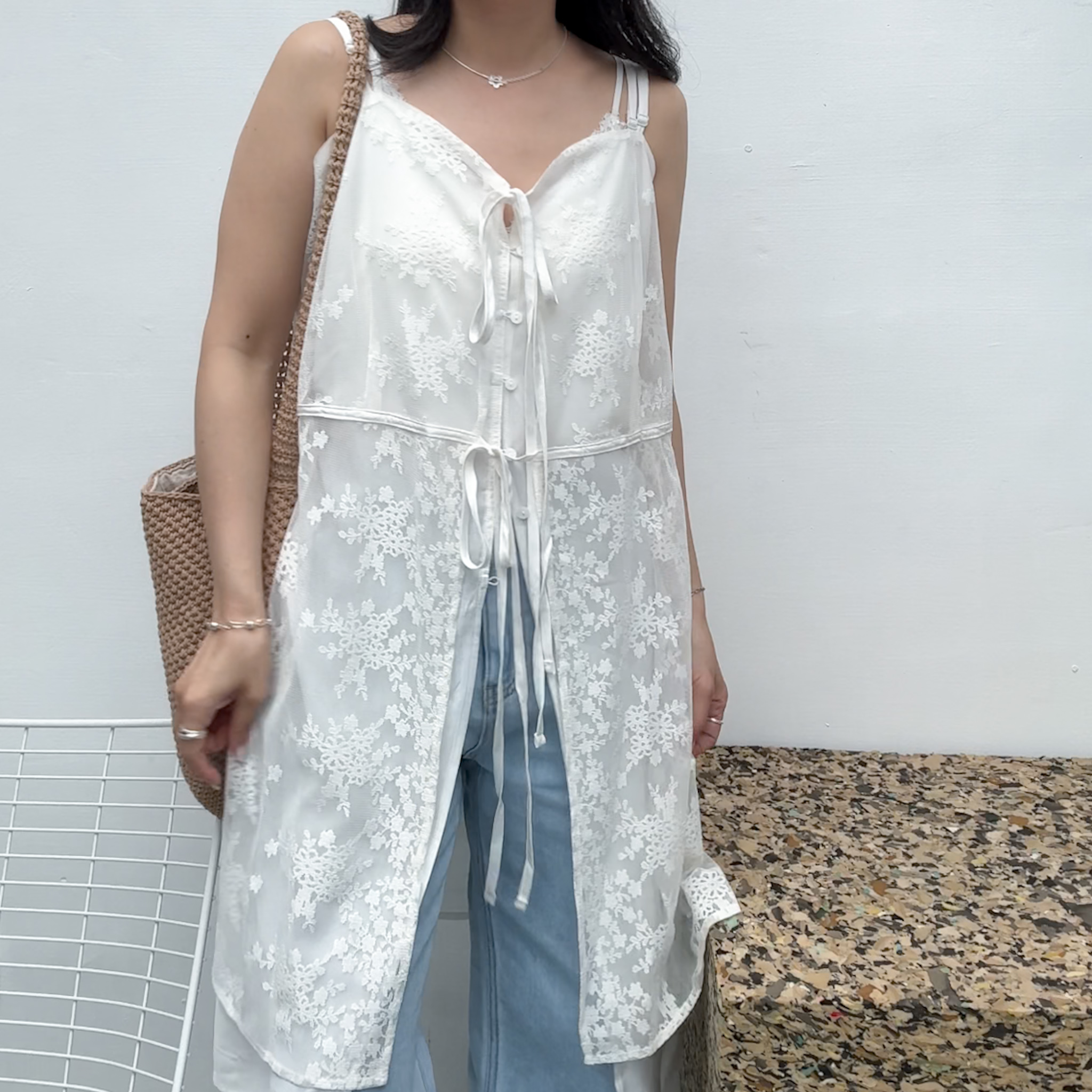 H16極致漂亮的蕾絲!高級雙層背心洋