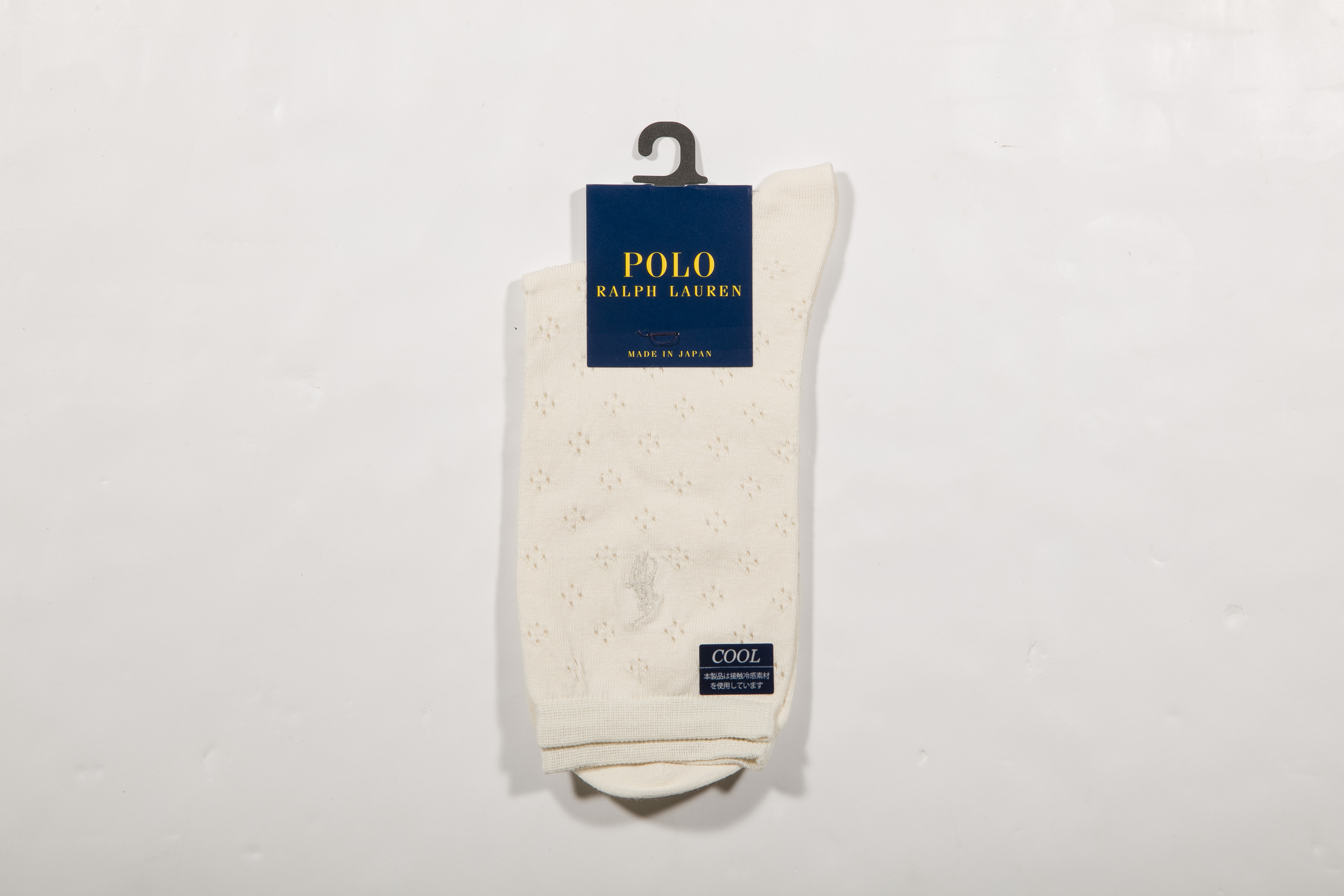 POLO RALPH LAUREN-女款涼感提花襪 附polo刺繡 日本製(象牙白)