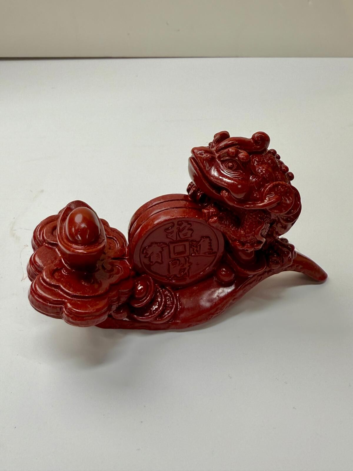 硃砂蟾蜍如意擺件