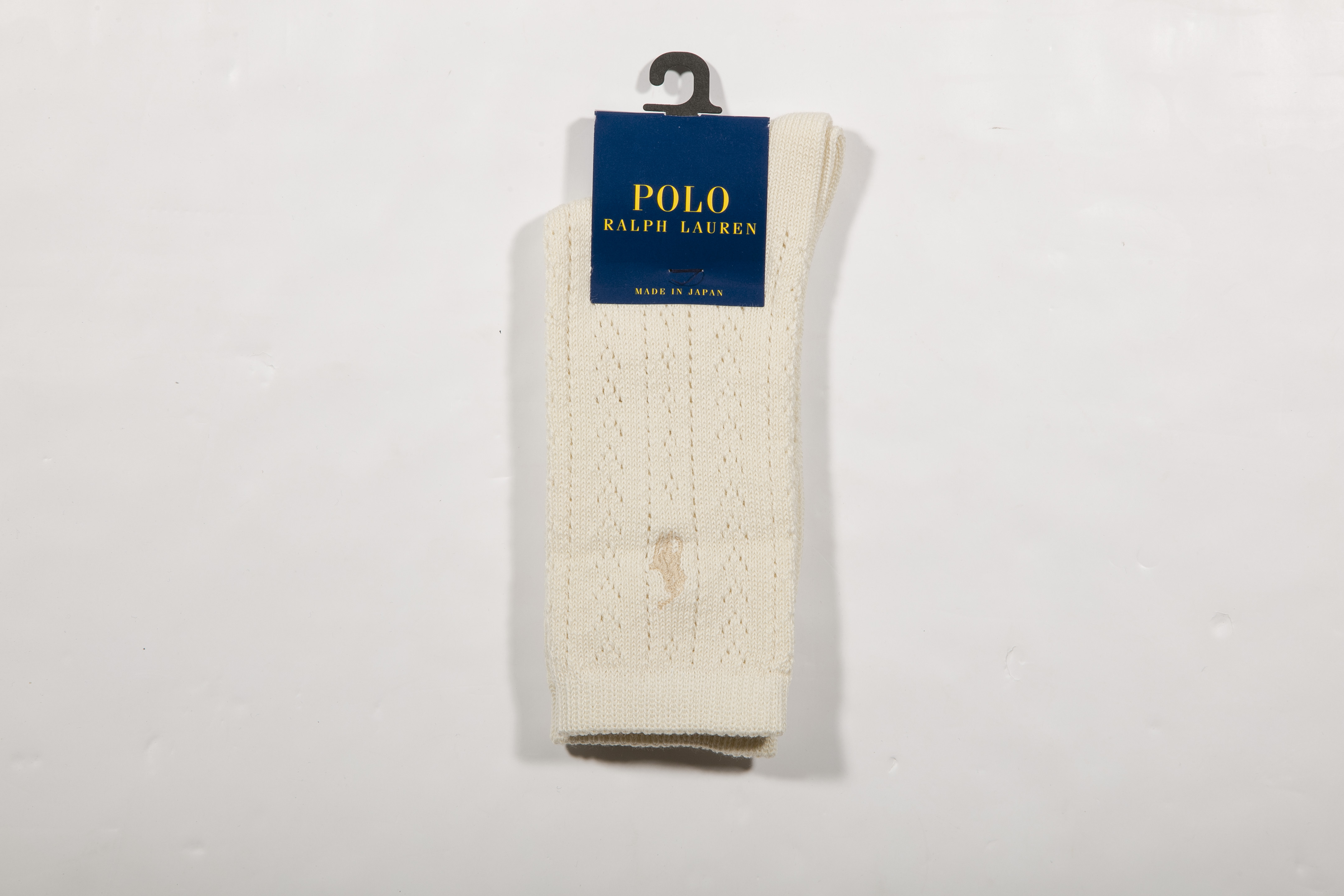 POLO RALPH LAUREN-女款提花襪 附polo刺繡 日本製(象牙白)