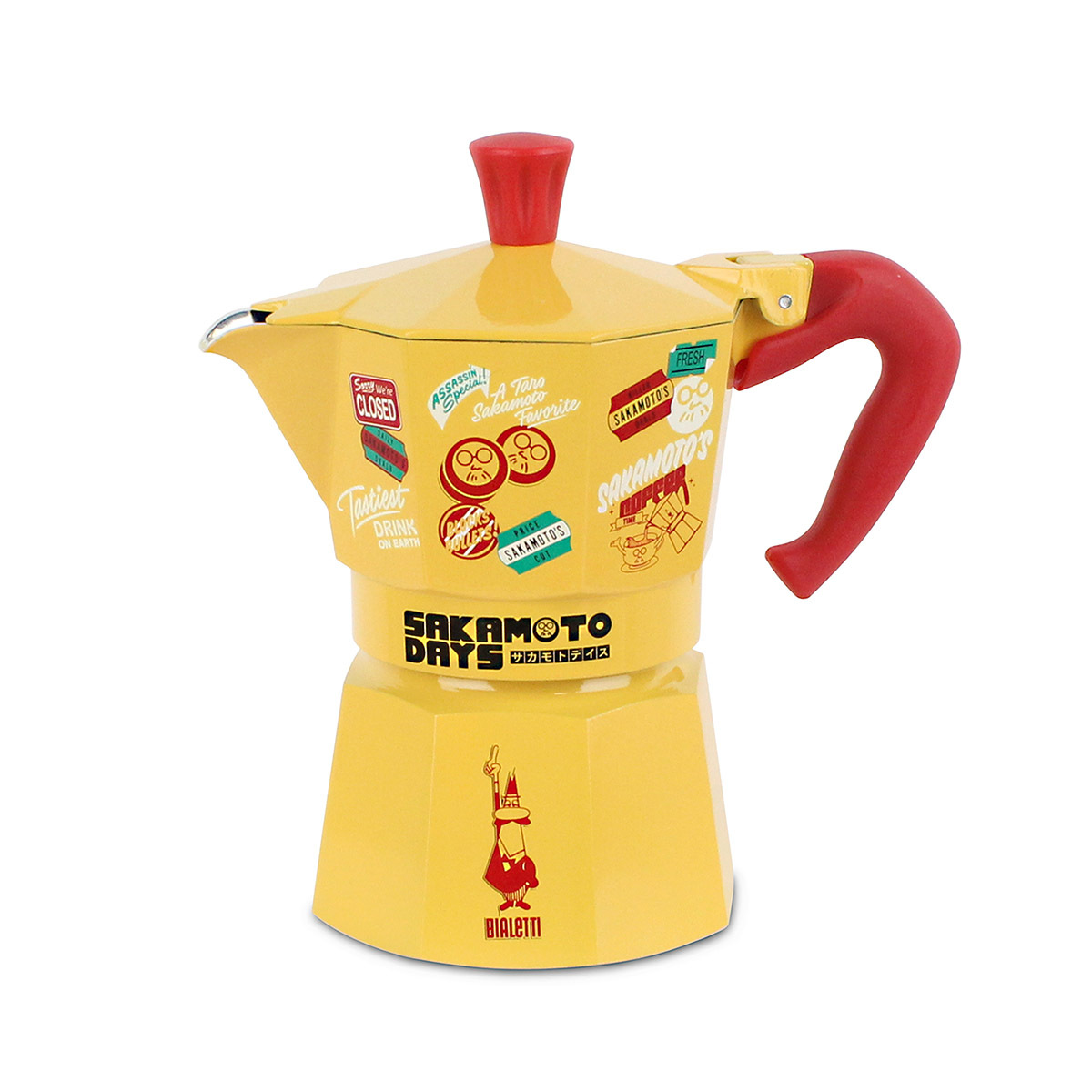 意大利BIALETTI x《坂本日常》限量聯乘3杯裝鋁質摩卡咖啡壺-黃-0005404FB