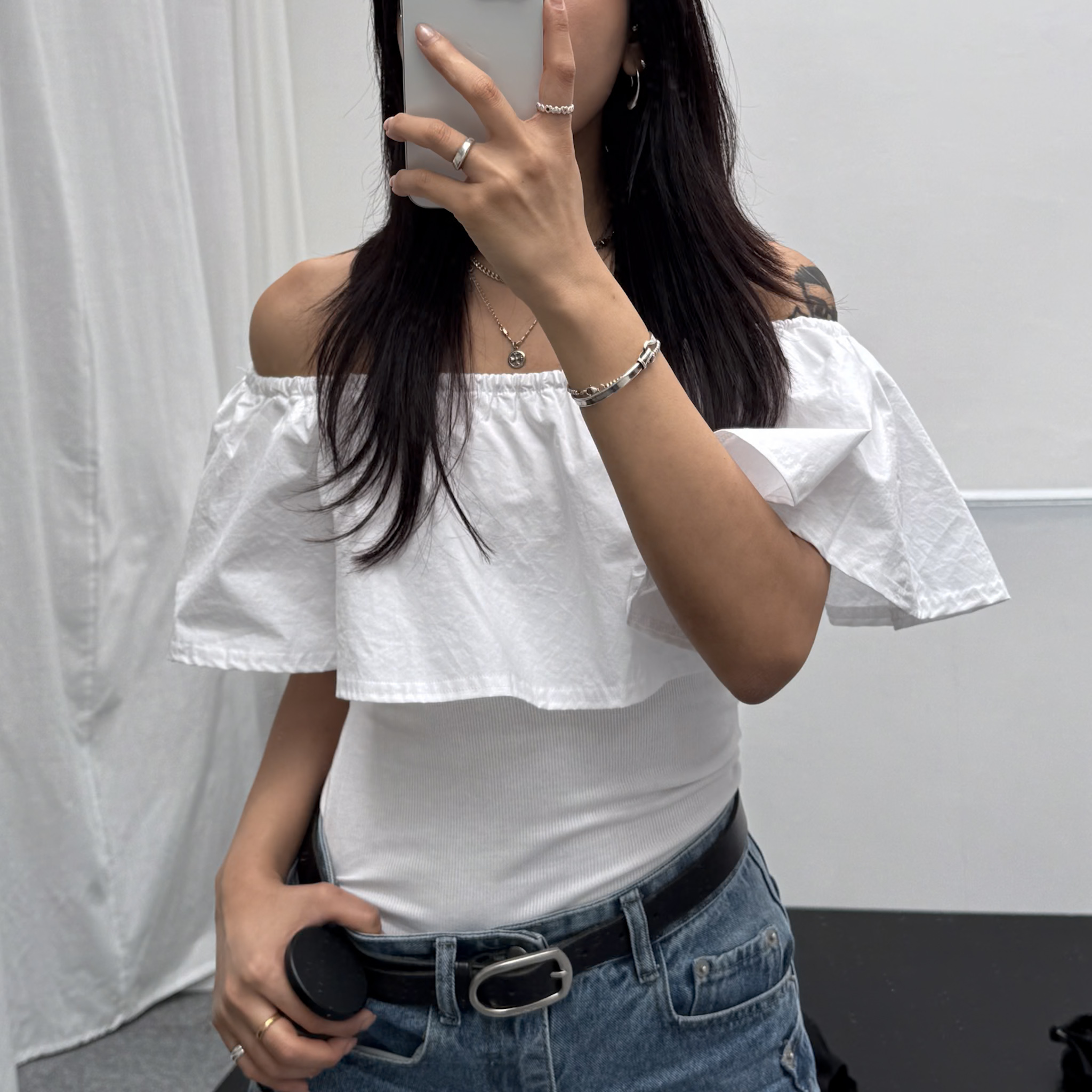 H28下擺圓弧彈性平口上衣(白)