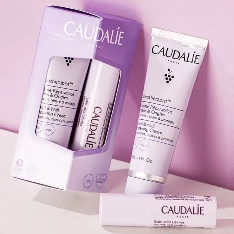 (3637)全新Vinotherapist CAUDALIE 葡萄籽滋潤抗氧潤手霜30ml+唇膏4.5G 套裝