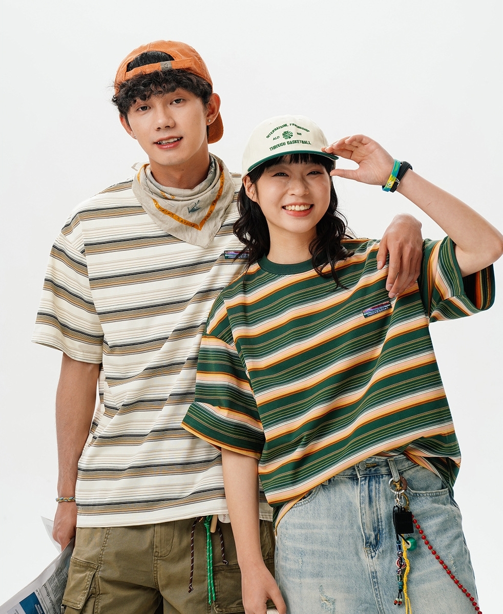 7M25 日系復古感撞色短棉TEE 三色