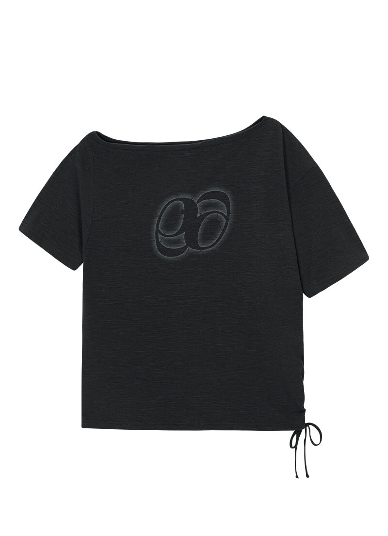 as"on - KIKI BOXY SHIRRING TEE (CHARCOAL)