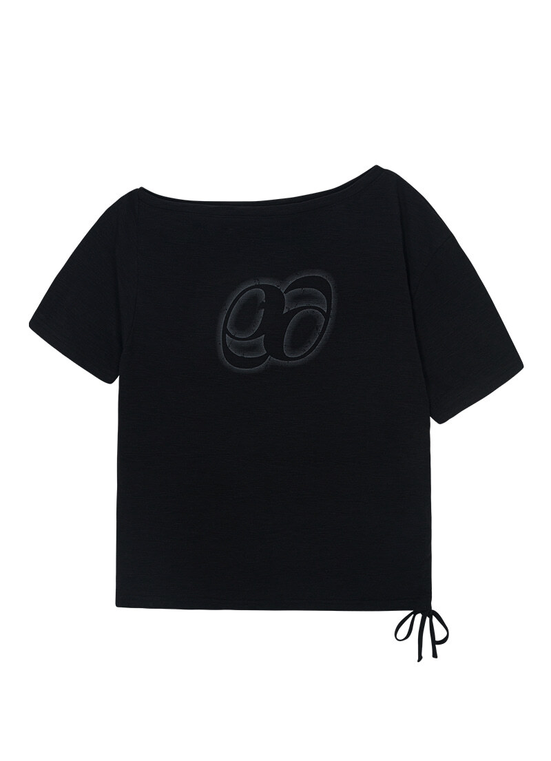 as"on - KIKI BOXY SHIRRING TEE (BLACK)