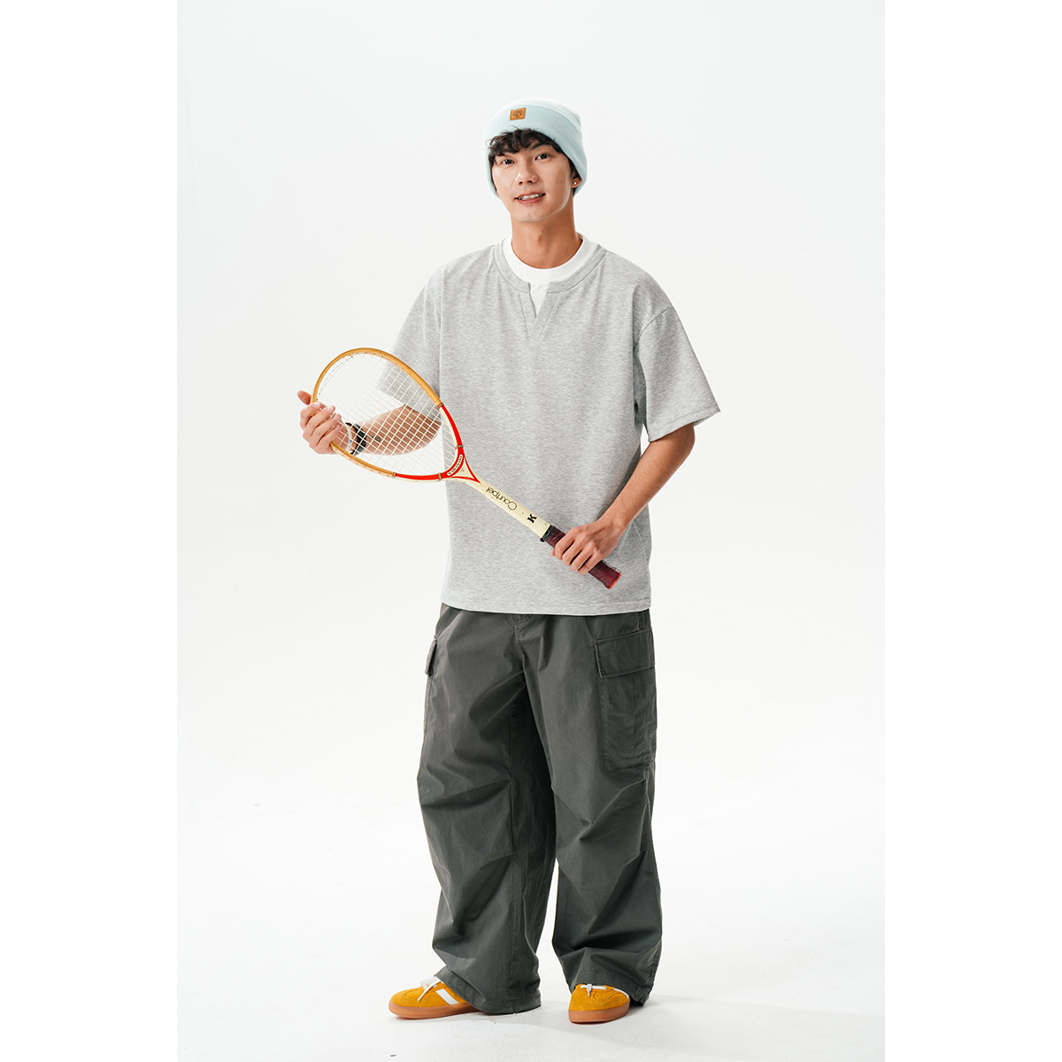 7M12 亨利領撞色層次感短棉TEE 四色