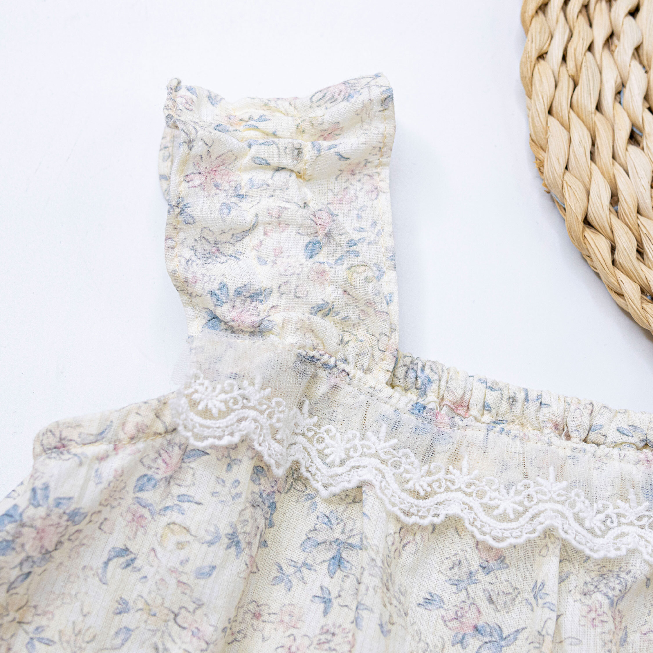 【JG0526】春日花朵網紗刺繡套裝(衣+褲)