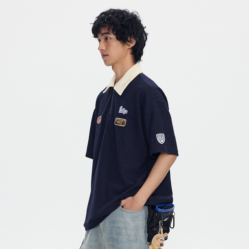 7M05 日系復古翻領撞色POLO TEE 三色