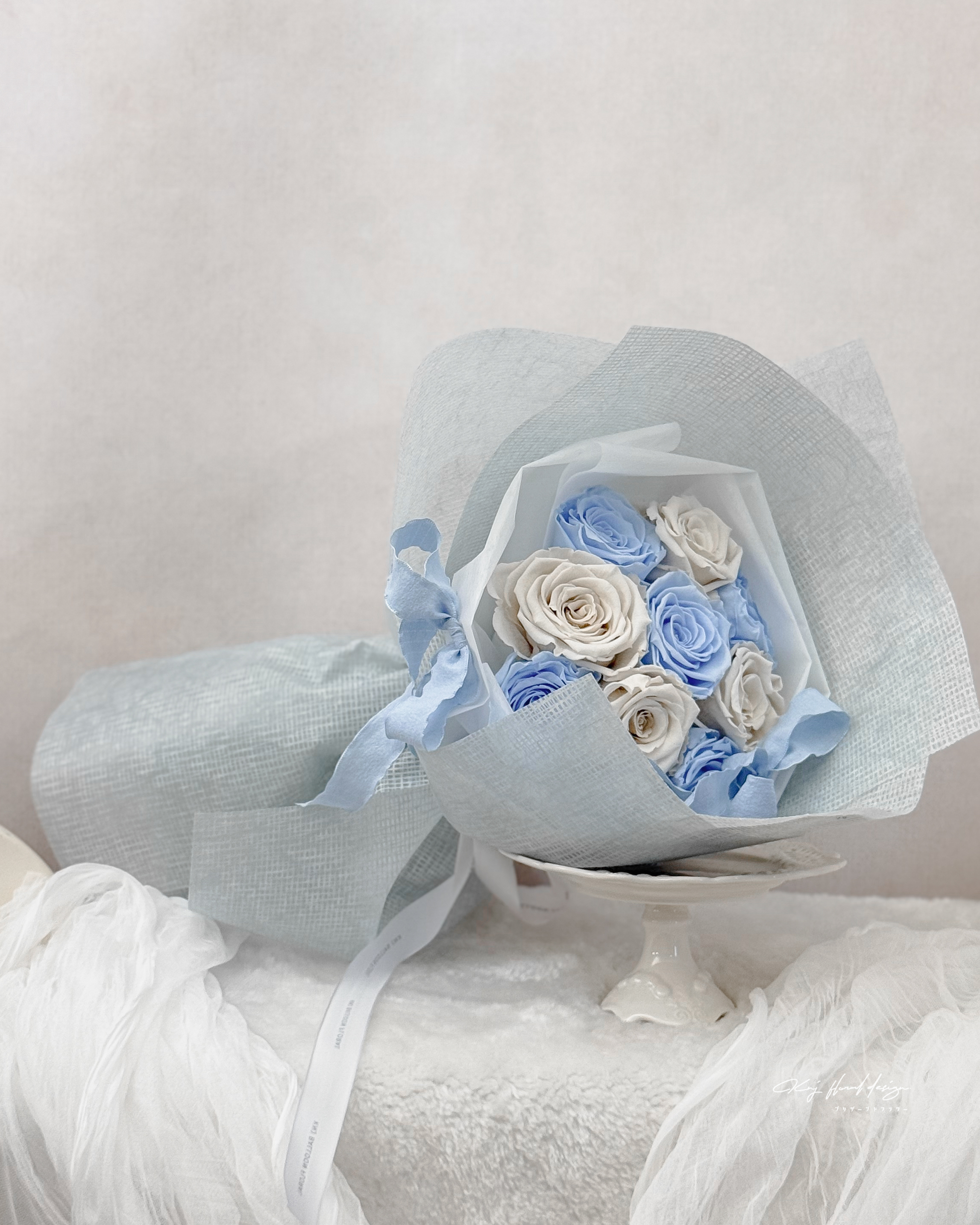 頂級厄瓜多永生玫瑰花束．米藍色