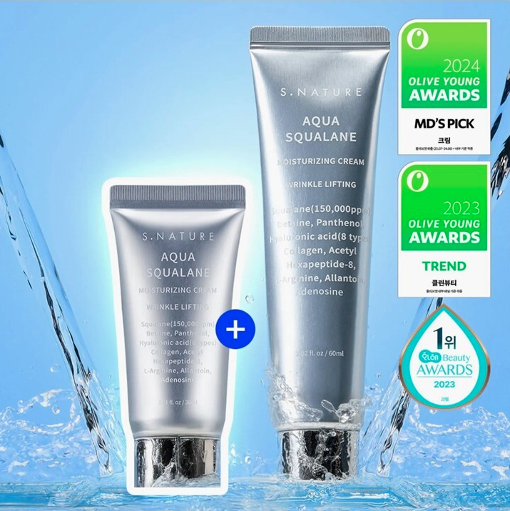 韓國S.NATURE角鯊烷保濕面霜60ml+30ml | Olive Young優惠套裝