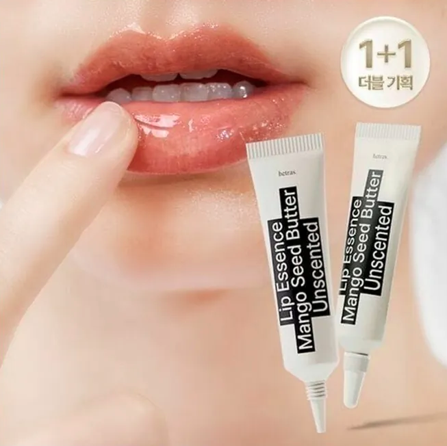 Olive Young熱賣-【1＋1優裝】Hetras Mango Seed Butter Lip Essence 1＋1 Set芒果籽油修護潤唇精華 2支裝