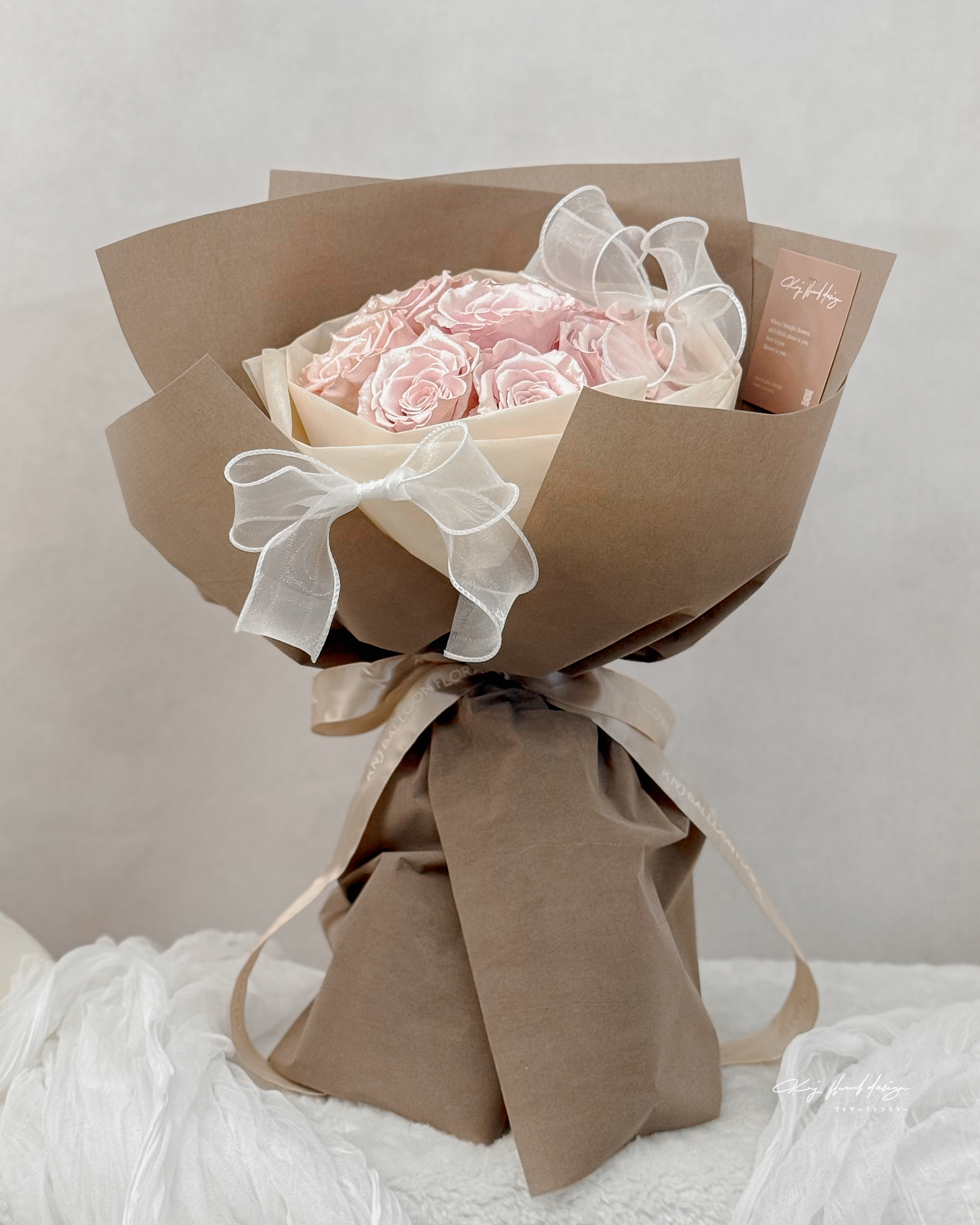 頂級厄瓜多永生玫瑰花束．珠光粉