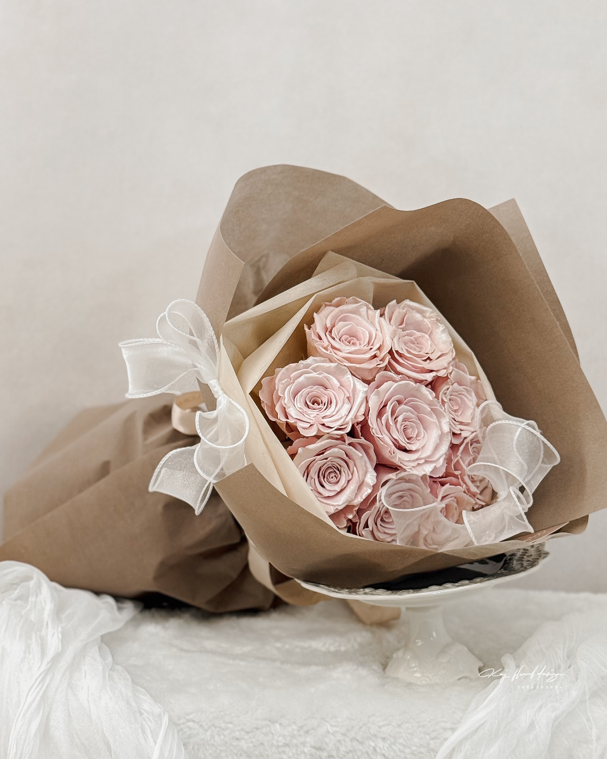 頂級厄瓜多永生玫瑰花束．珠光粉