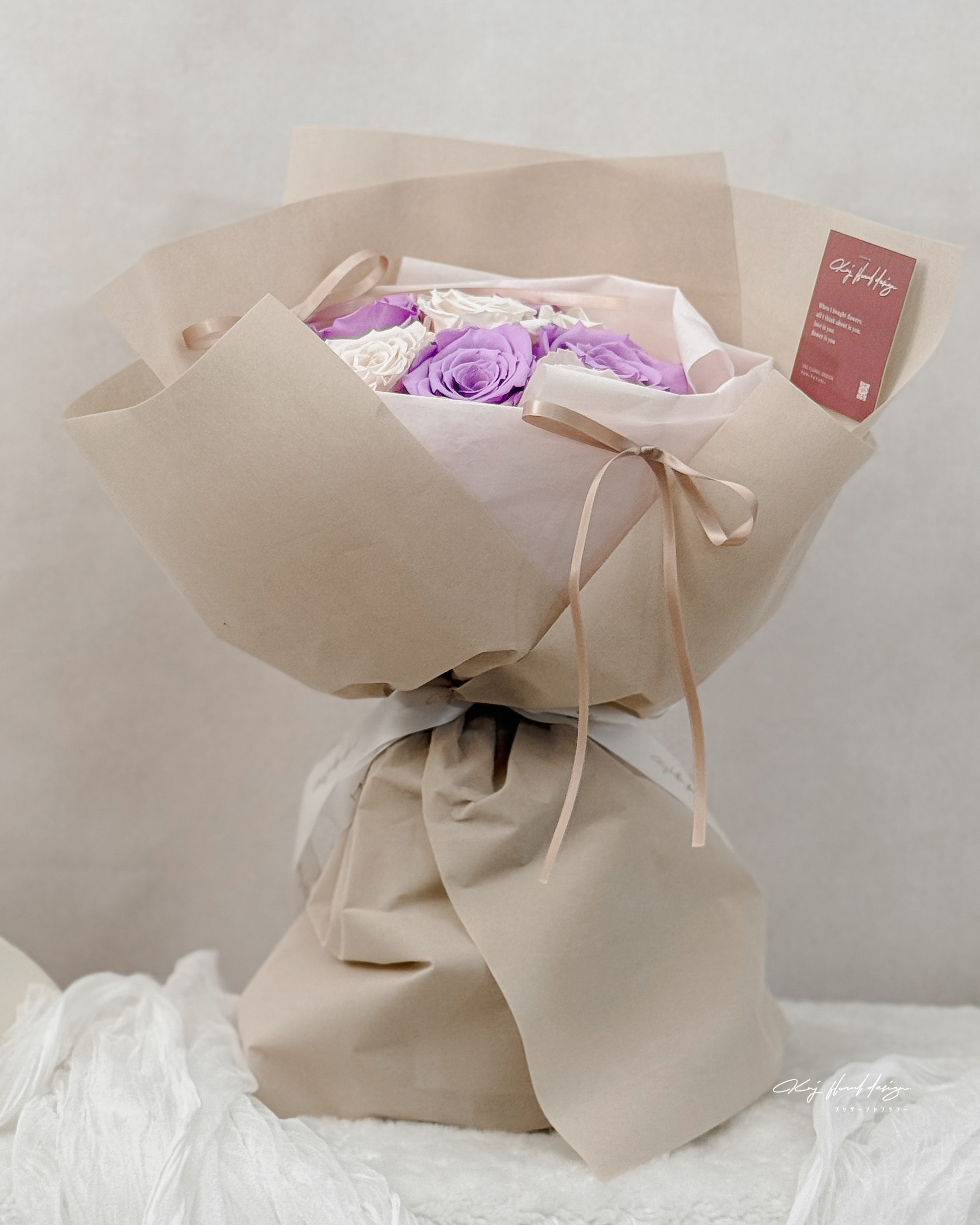 頂級厄瓜多永生玫瑰花束．杏紫色