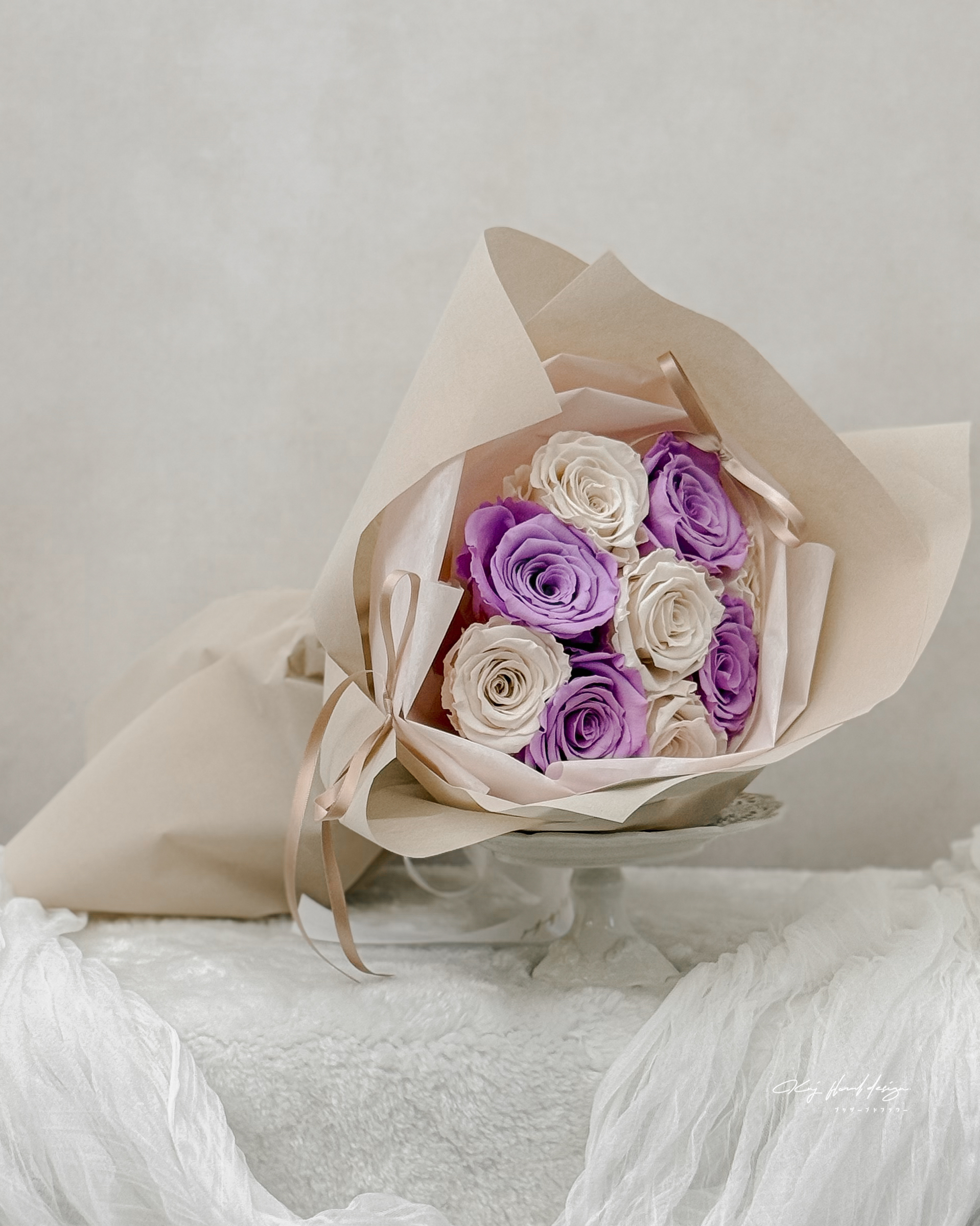 頂級厄瓜多永生玫瑰花束．杏紫色