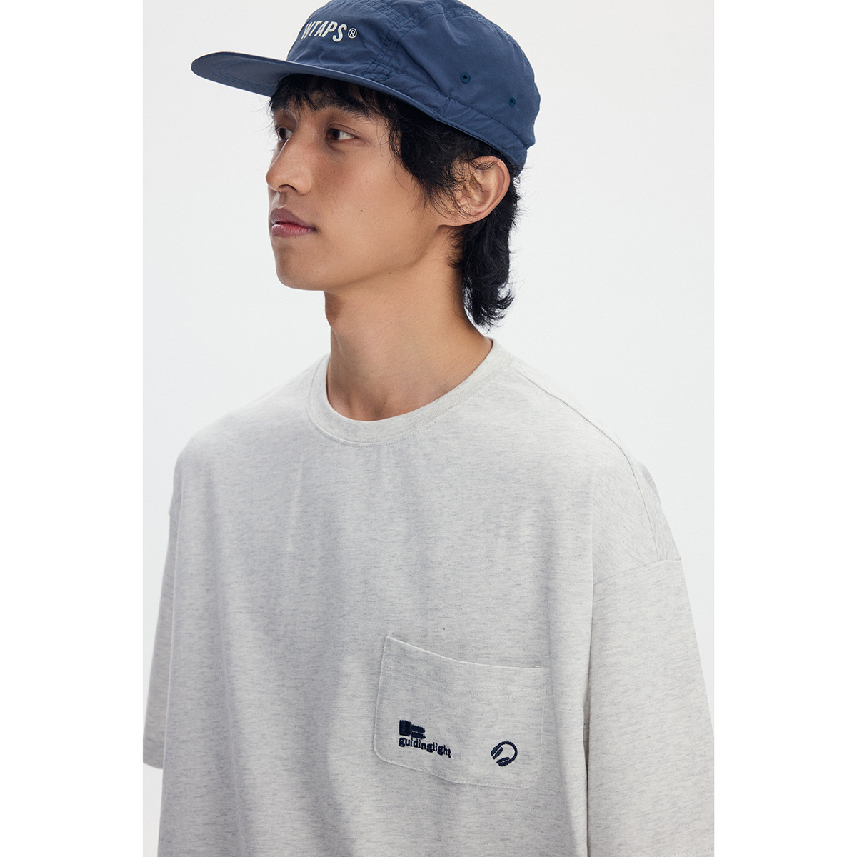 7M10 潮感單口袋刺繡短棉TEE 三色