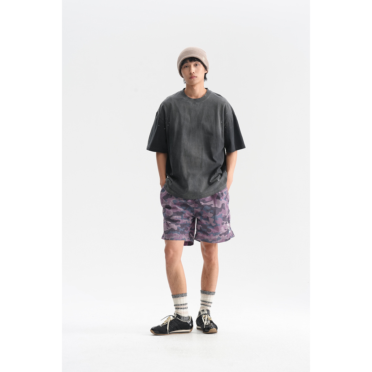 7M08 美式水洗做舊潑漆短棉TEE 五色