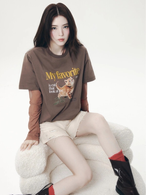 FILA [MY T-shirt] Overfit cat t-shirt