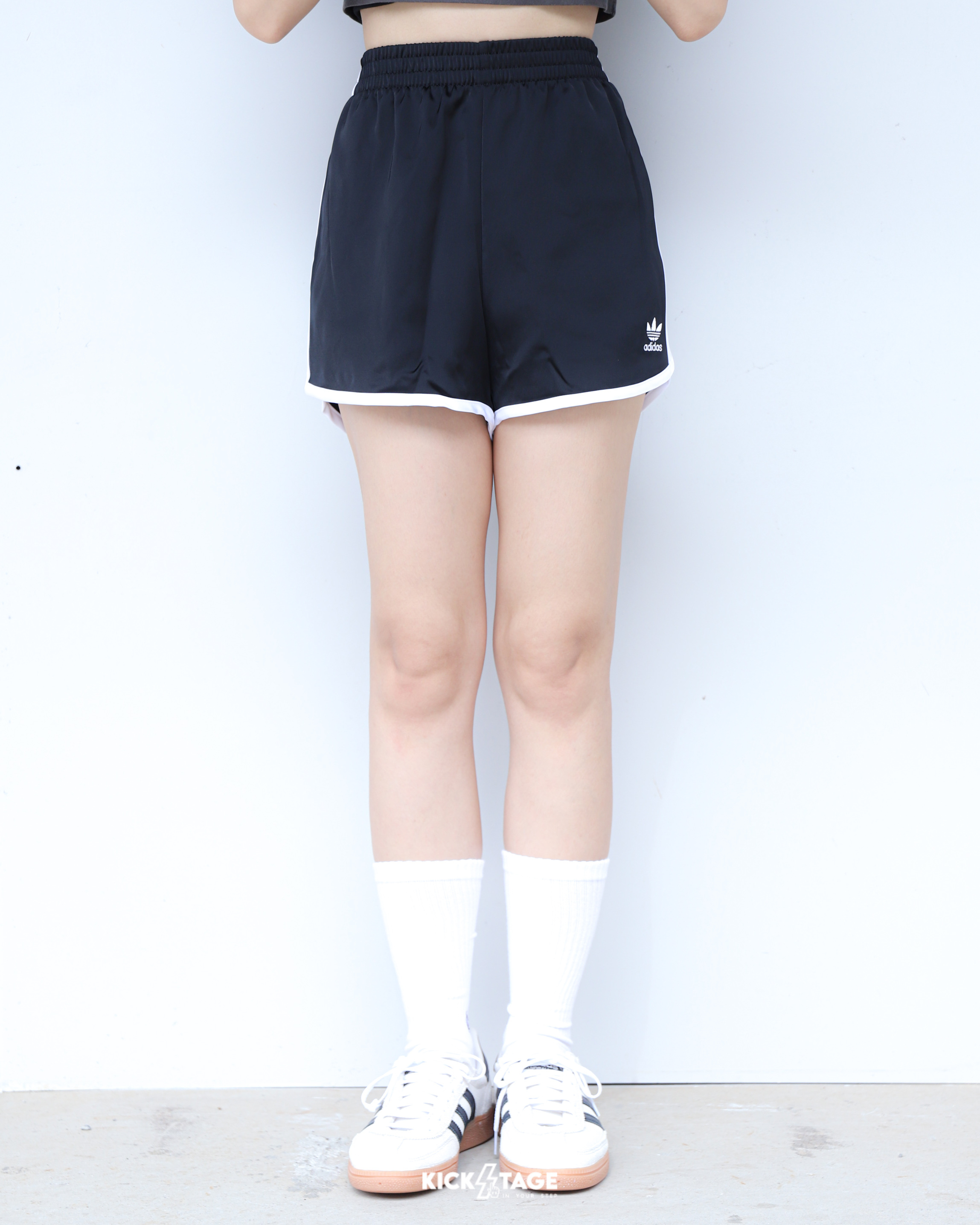 女款 ADIDAS 3S SPRINTER 黑 三葉草 緞面 刺繡LOGO 寬鬆 運動 休閒 短褲【JD3119】