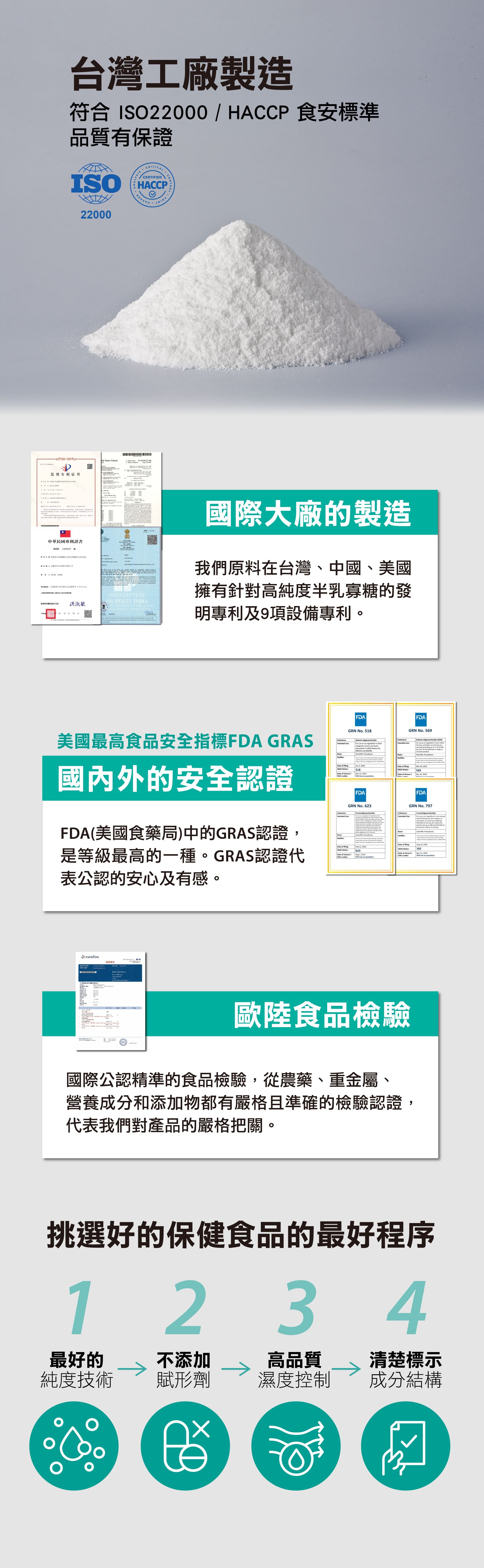 半乳寡糖益生元不被人體吸收,只給腸道好菌利用;不會與藥物交互作用無配無禁忌 高純度比例,我們追求不吸收率