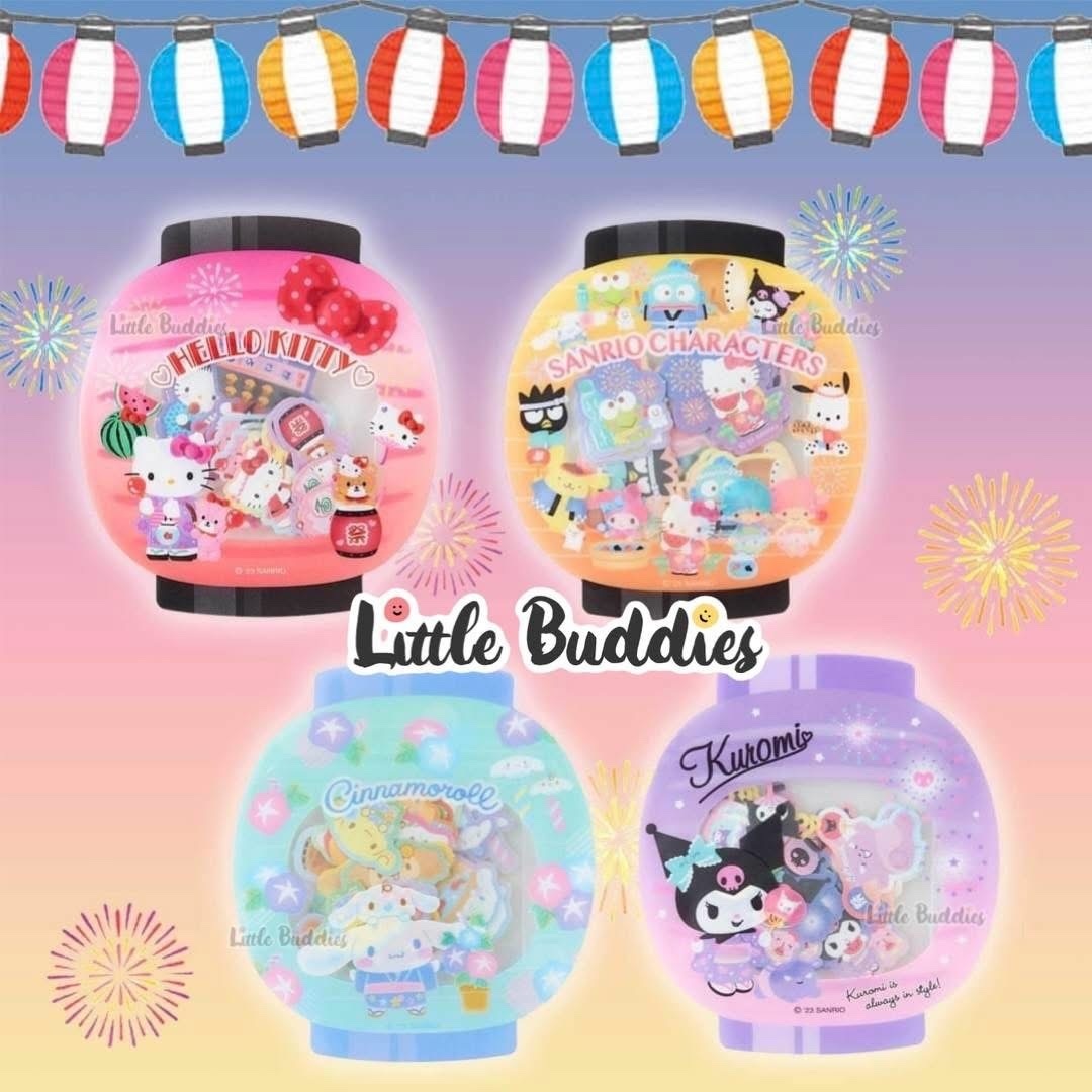 日版Sanrio 浴衣造型貼紙 附燈籠形夾鍊袋