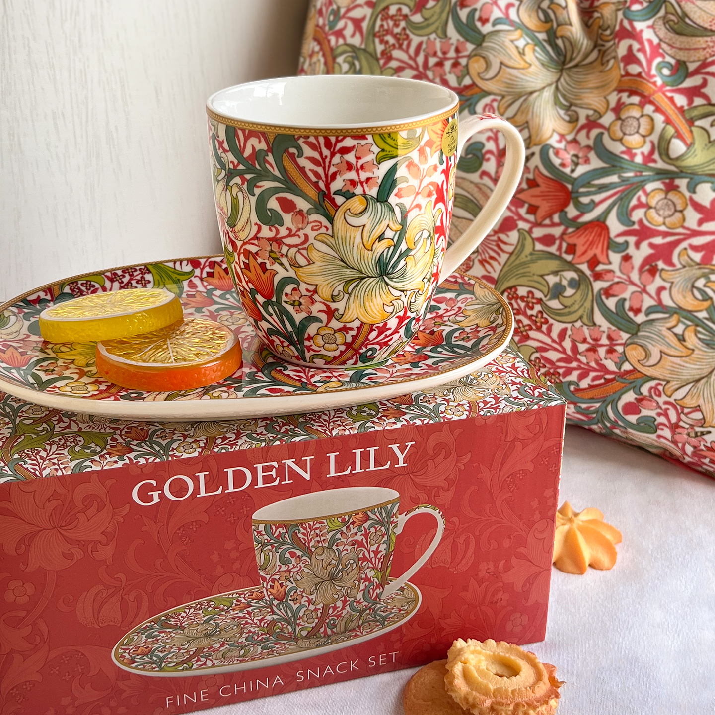 【LESSER & PAVEY 】Wm.Morris Golden Lily 點心杯盤組