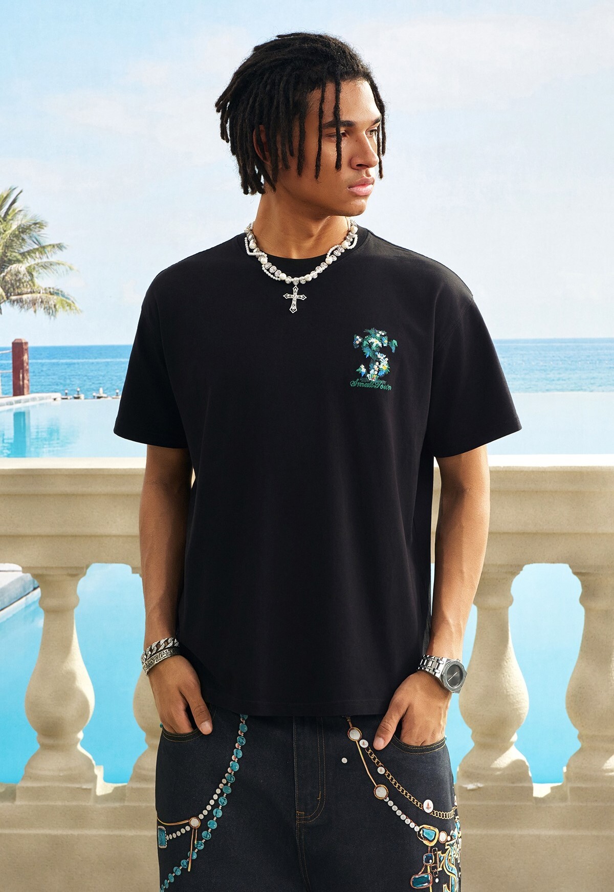 STK SmallTownKid 花樹LOGO 刺繡 短袖 T