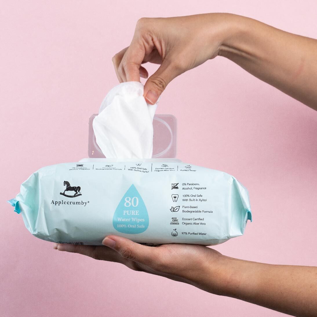 嬰兒口腔護理純水濕紙巾 80片 (2包裝)