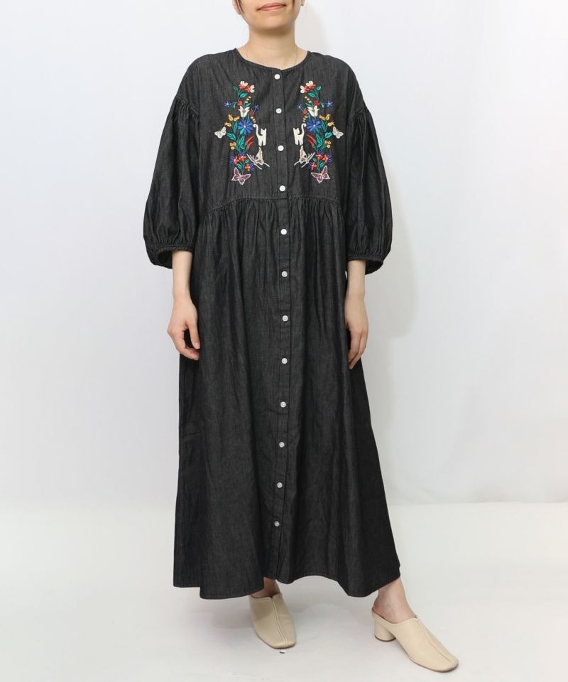 Scolar Floral embroidery cow calf gradual layered One Piece