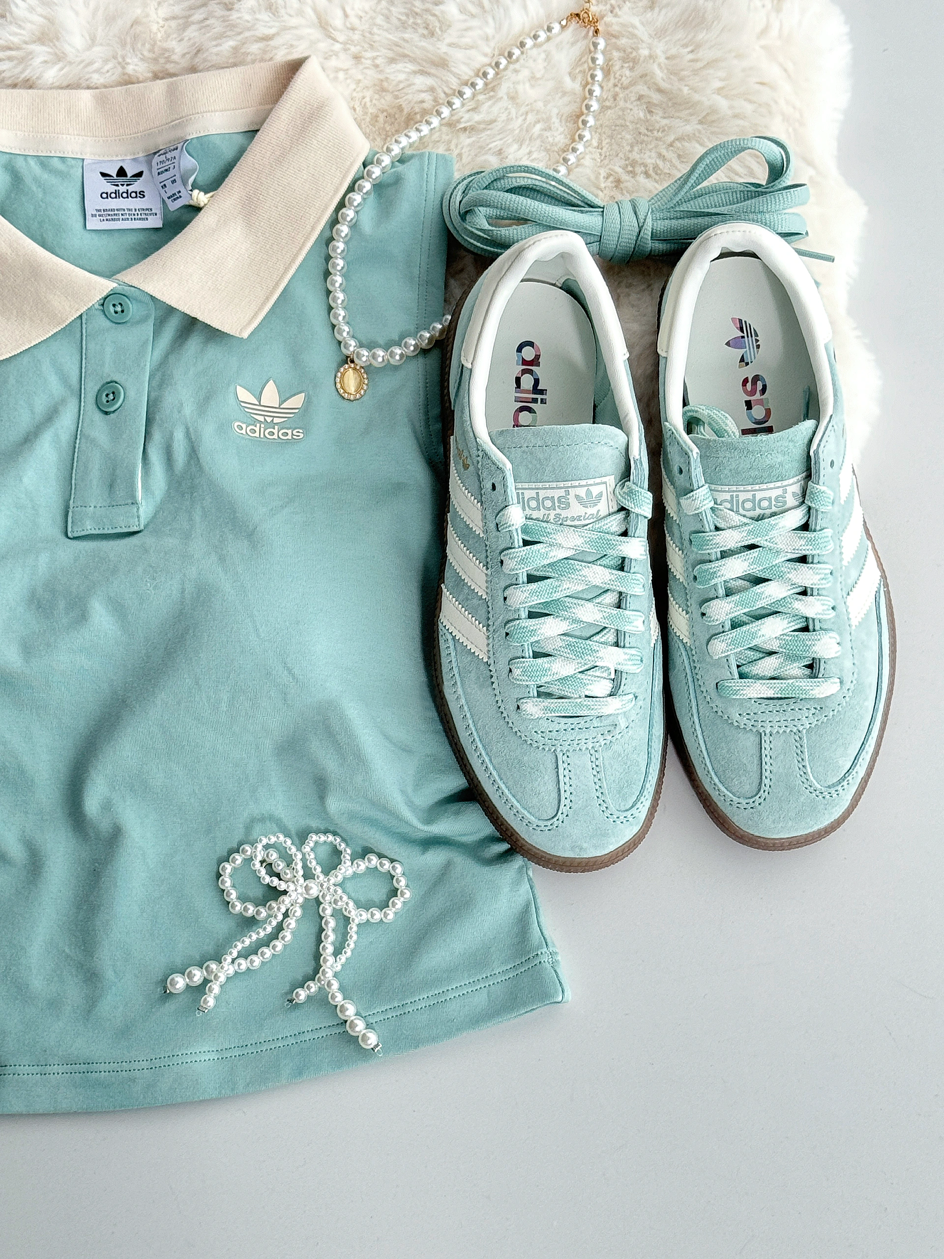 ADIDAS HANDBALL SPEZIAL 調色盤系列 薄荷綠 藍綠 奶油白 編織鞋帶 男女鞋 KJ6302 / 預購