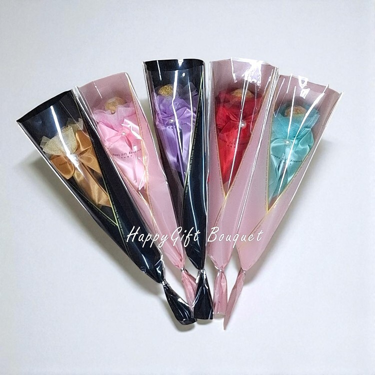 粉色黑色單支金莎花束,單束金莎花束,一枝金莎花,1支金莎花,Single Ferrero Rocher bouquet with pink or black packaging