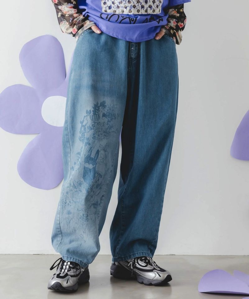 Scolar POP card stamp denim pants