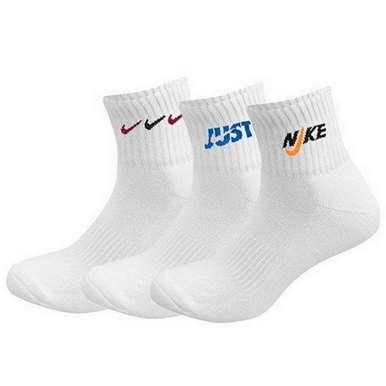 NIKE 短襪 EVERYDAY PLUS 白藍紅 中筒 三雙一組 襪子 DH3827-902