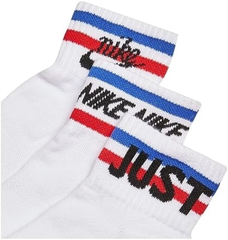 NIKE 短襪 EVERYDAY ESSENTIAL 白 黑紅藍 條紋 中筒 三雙一組 襪子 DX5080-100