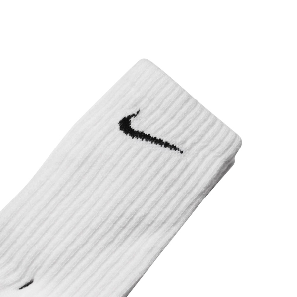 NIKE 長襪 厚底EVERYDAY CUSHION 白 黑勾 毛巾底 三雙一組 高筒襪 SX7664-100