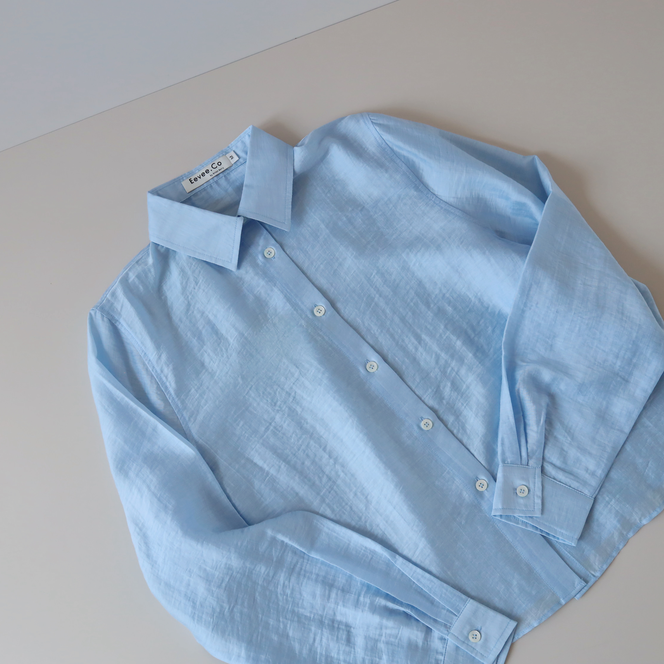 現貨 7238 淺藍透膚薄紗襯衫